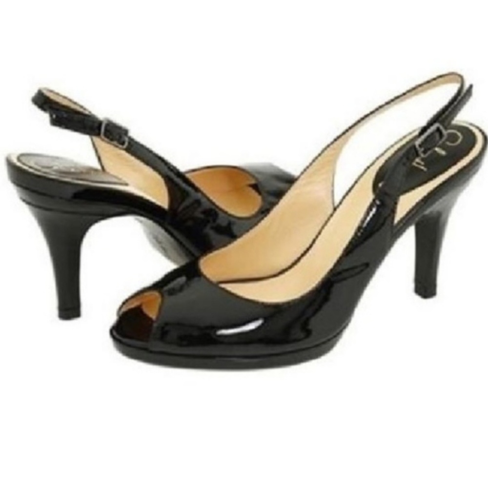 Cole Haan Nike Air Sling Back Black Patent Leather